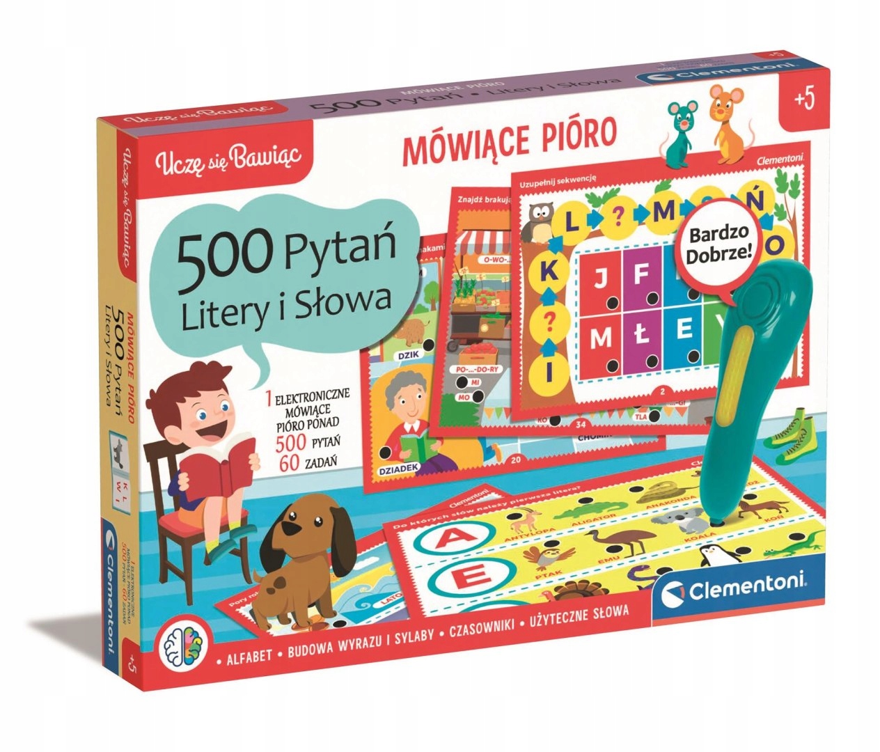 Clementoni: Uczę się bawiąc - Mówiące Pióro 500 Pytań Litery i Słowa