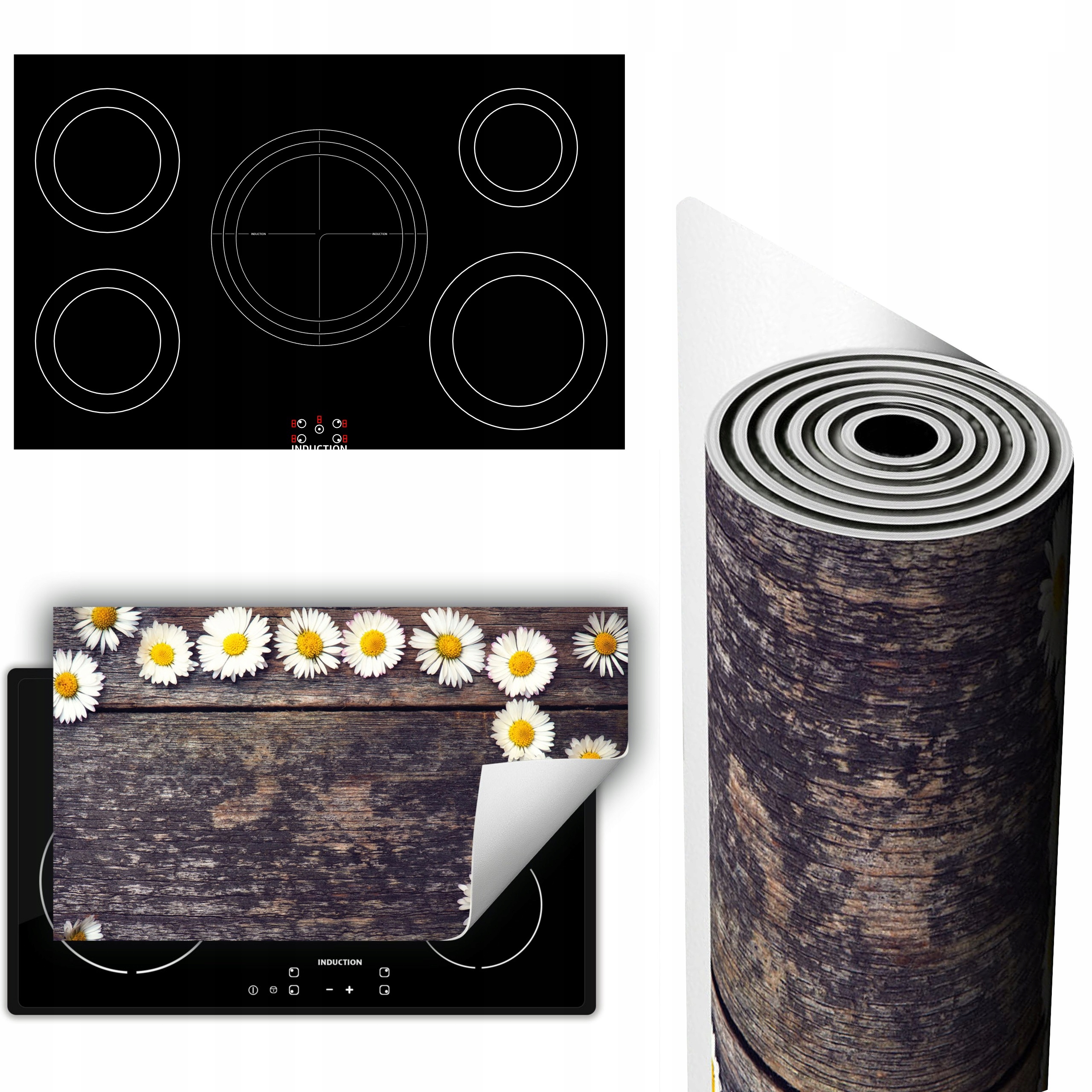 Vinylová Podložka Ochrana Kuchyňské Desky 90x52 Dřevo květiny