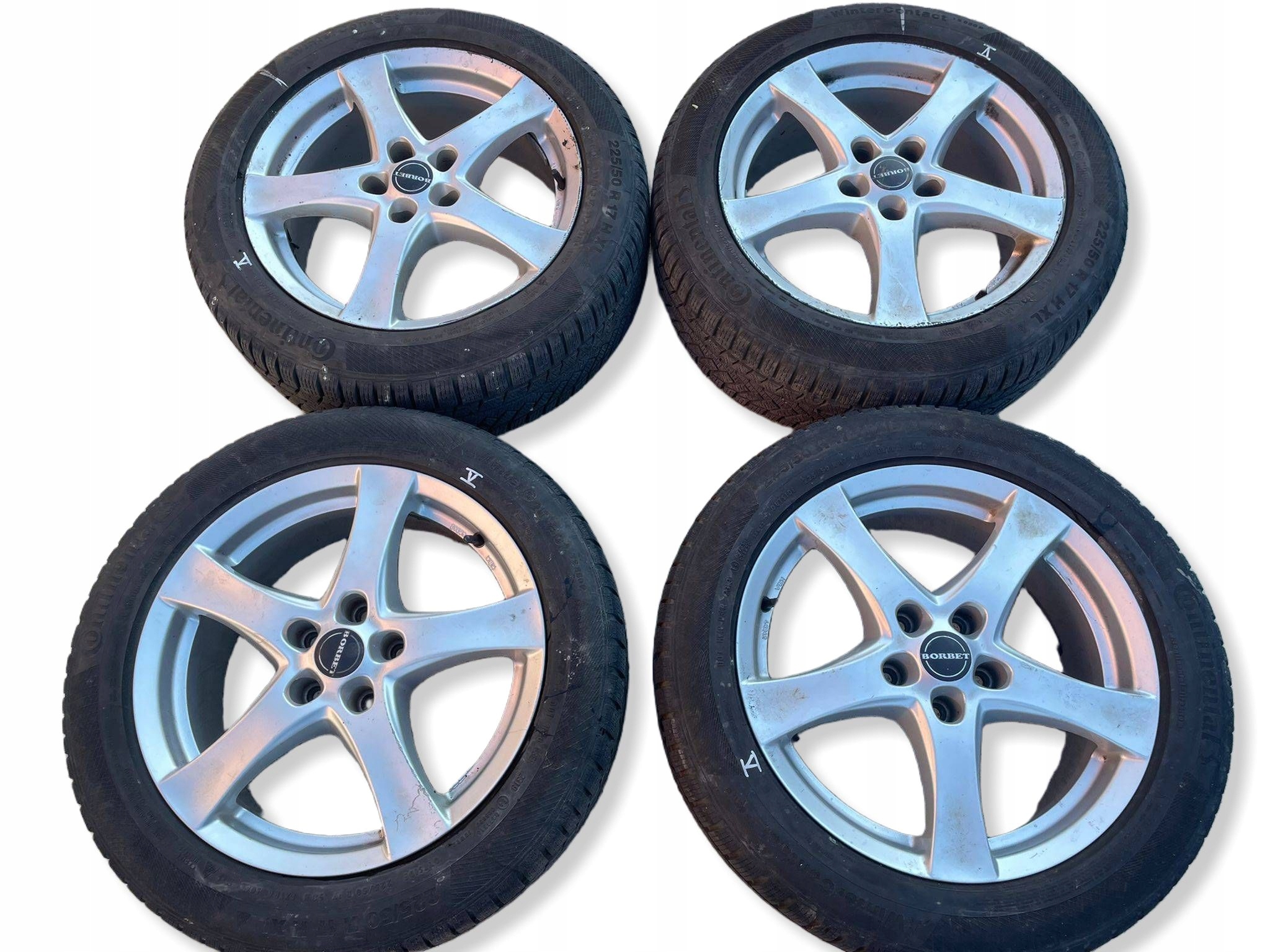 wheels disc discs aluminium tyre CONTINENTAL 225/50R17 ZIMA