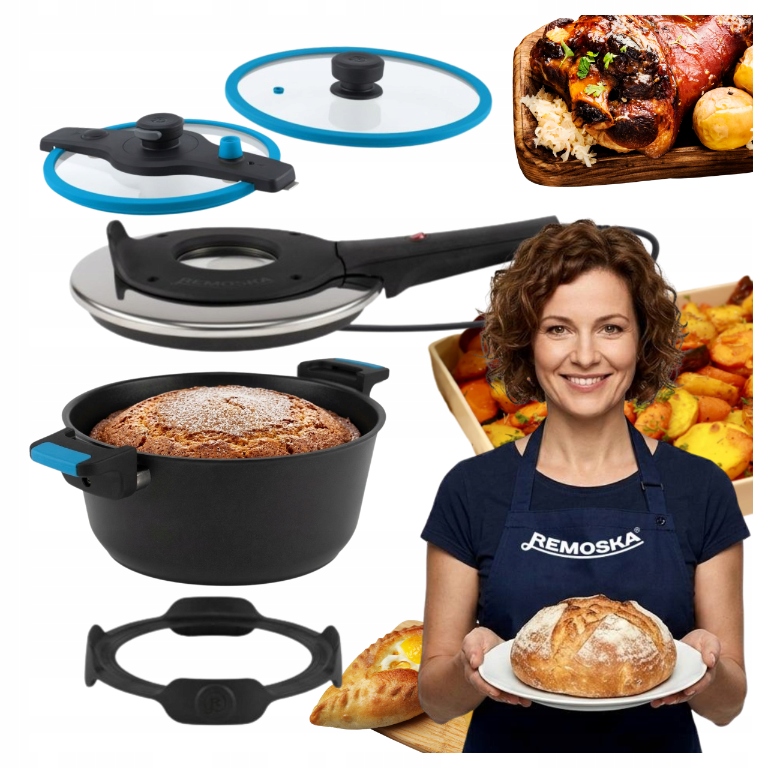 Prodiż Elektryczny Remoska 4,5L 610W 28cm 2 pokrywy z okienkiem solidny