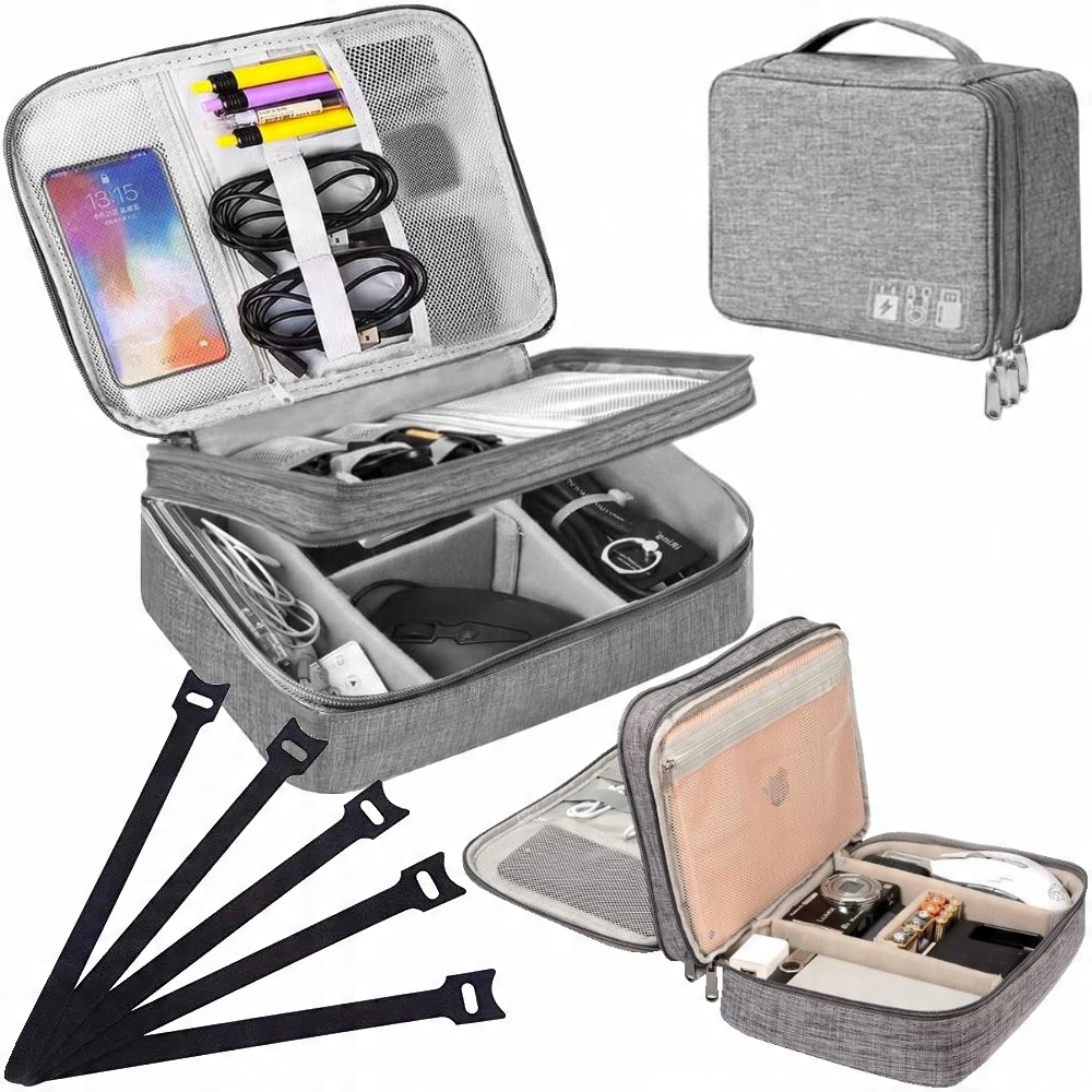 

Torba Etui Organizer Kable Ładowarki 5 Rzepów Free
