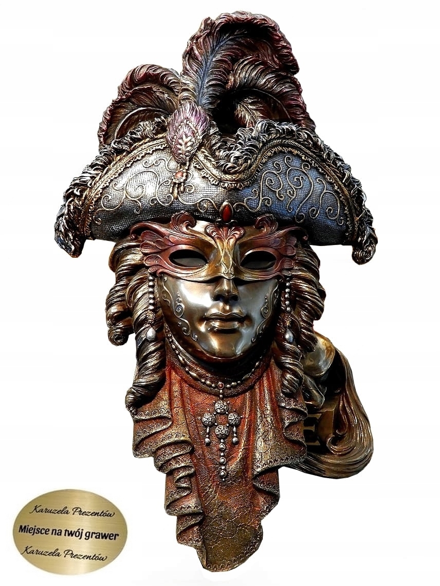 Benátska Maska Muž V Klobúku nástenná dekorácia ako darček Gravírovanie