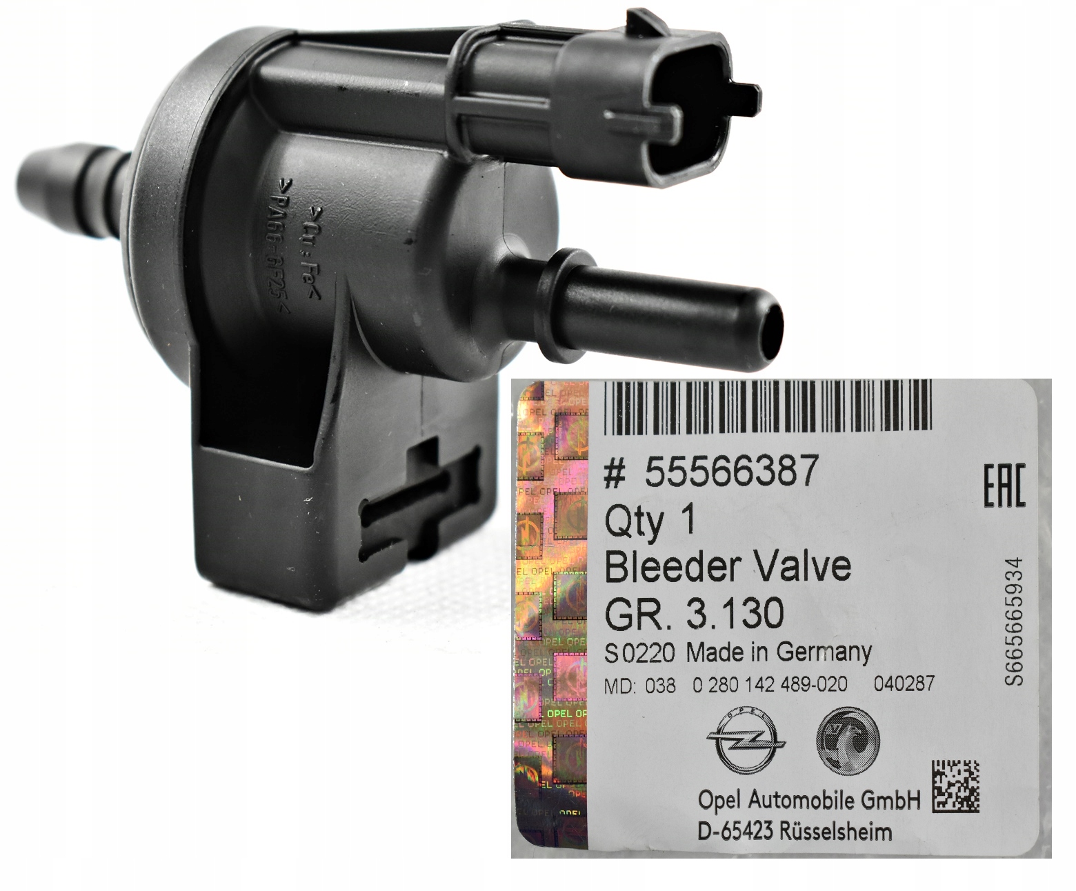 55566387 - OE OPEL ВАКУУМНИЙ КЛАПАН ПАРІВ ПАЛИВА CORSA D 1.4 T