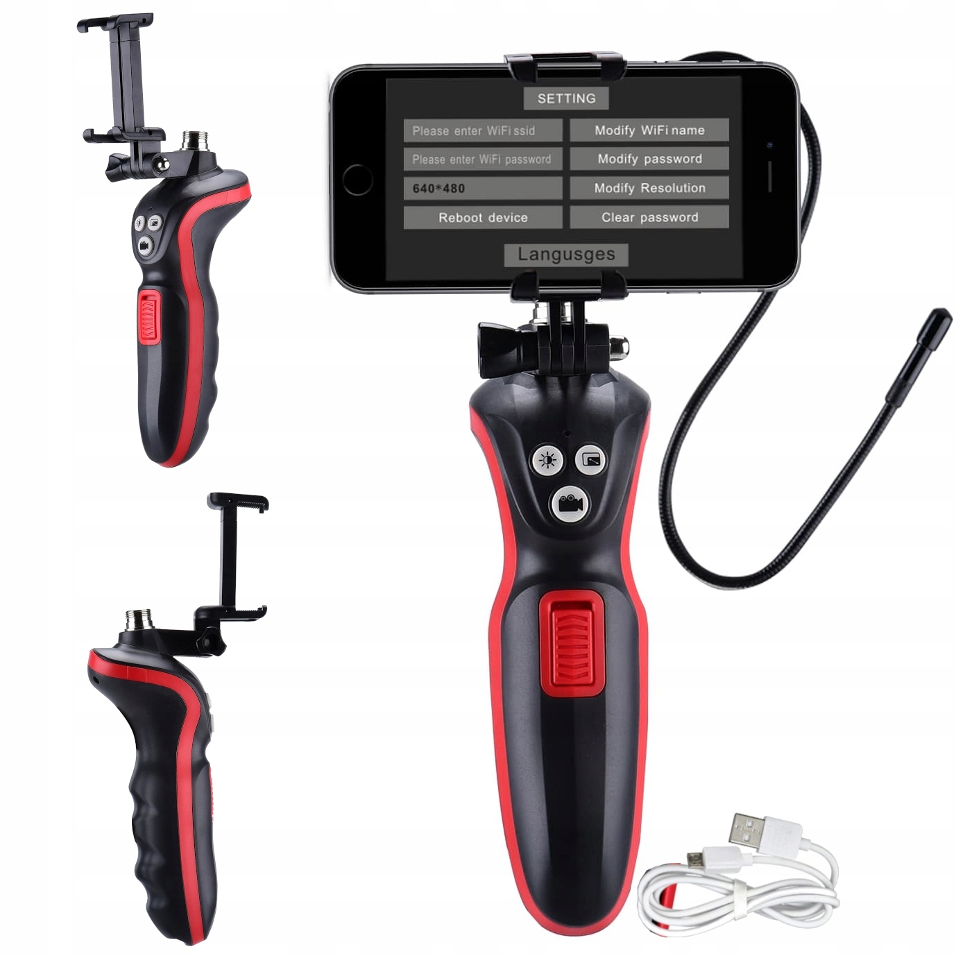 6LED WIFI ЭНДОСКОП ИНСПЕКЦИОННАЯ КАМЕРА С КРОНШТЕЙНОМ