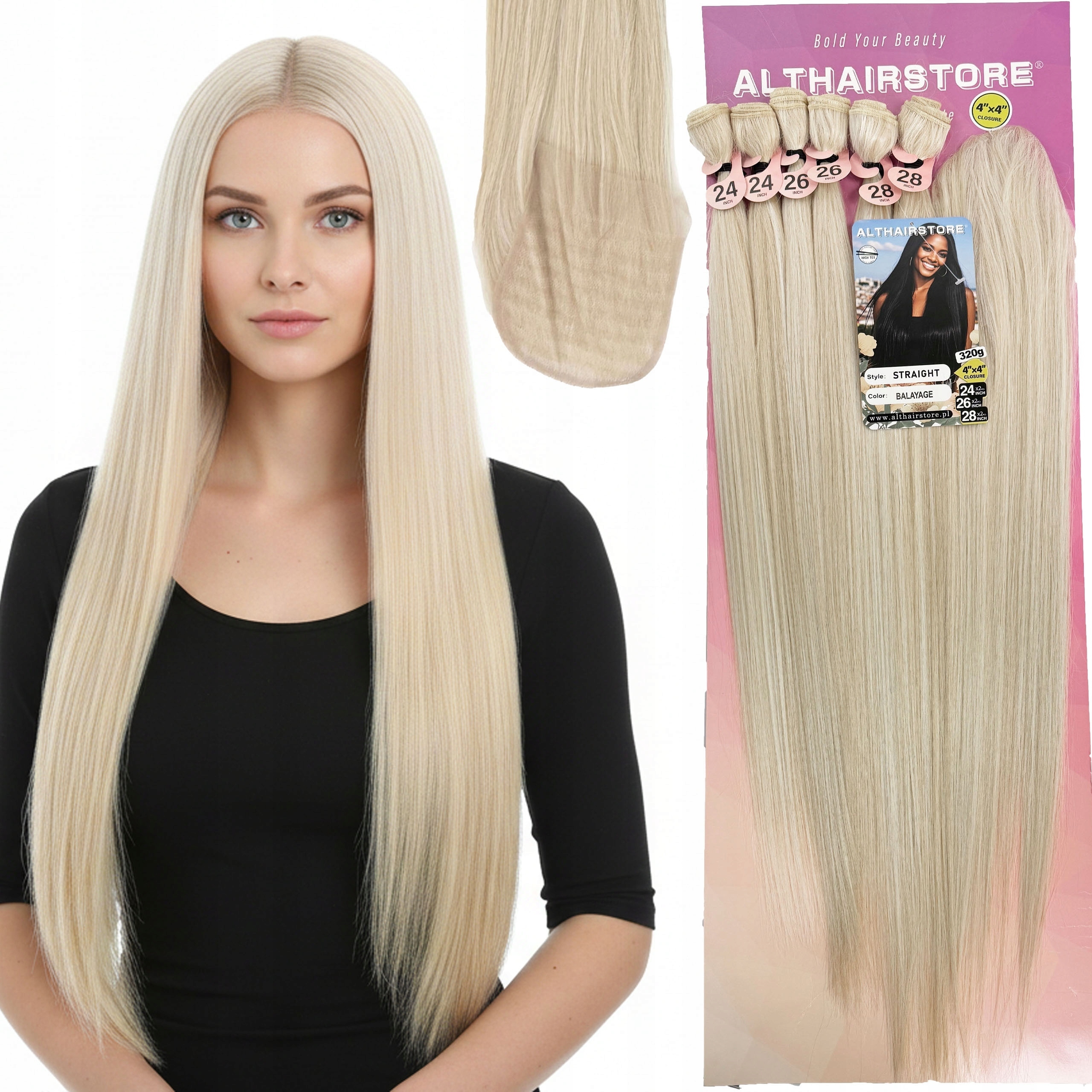 Syntetické vlasy prodlužující pásky 6 kusů Lace Front dlouhé Sew In