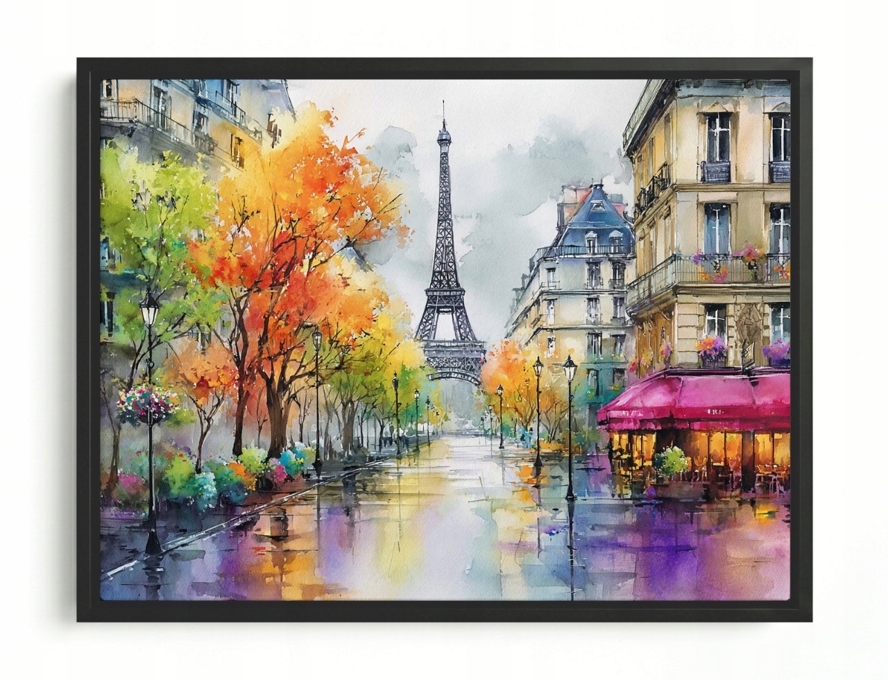 Obraz Rám Americký Box Pohled Francie Paříž Eiffelova Věž Podzim 80x60