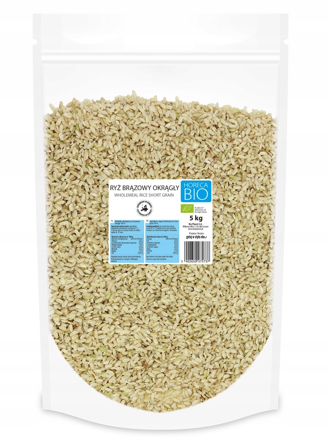 Hnědá rýže kulatý bio 5 kg horeca (bio planet)