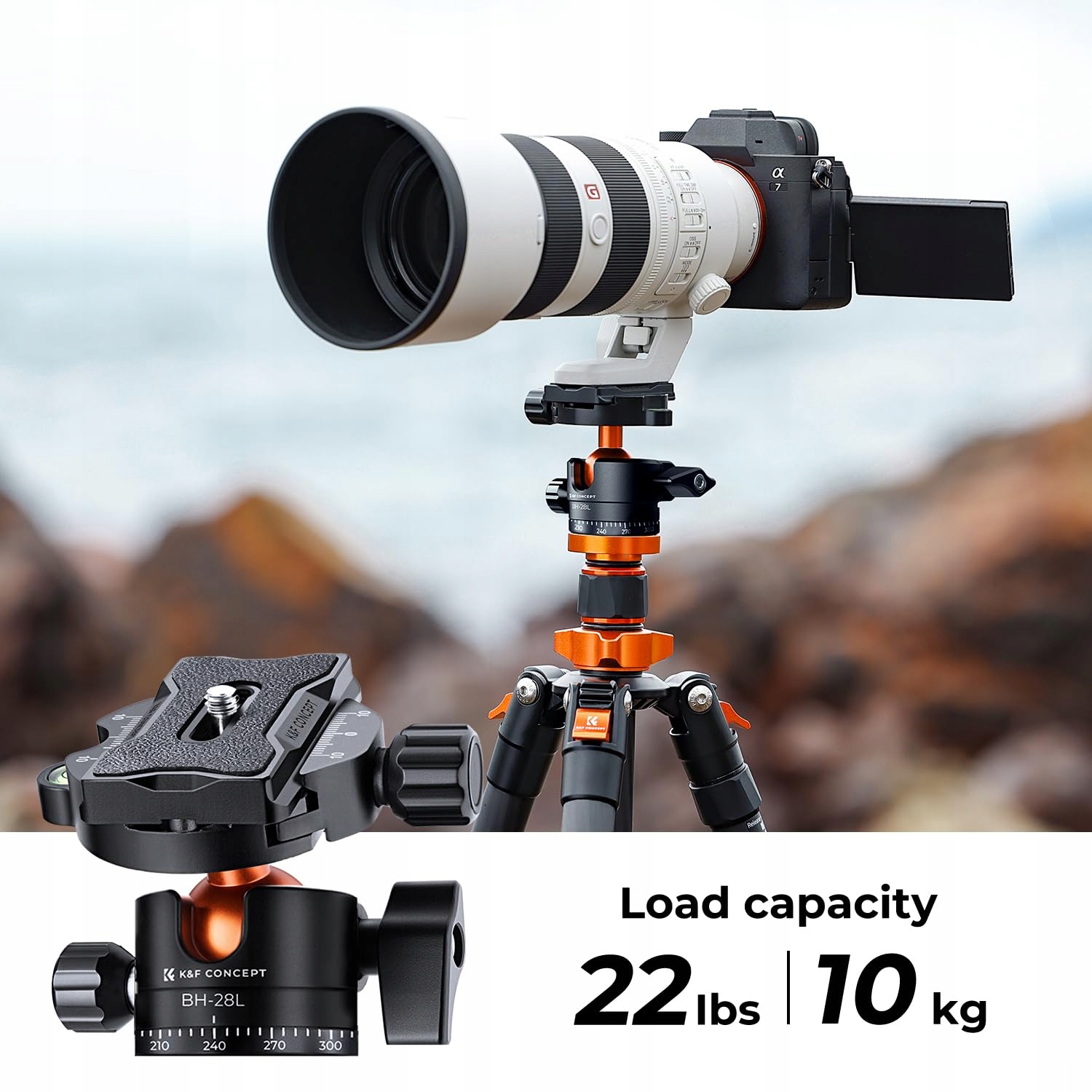 K&F CONCEPT 172cm Lekki Statyw Węglowy z Monopodem do Aparatów — miniatura 5