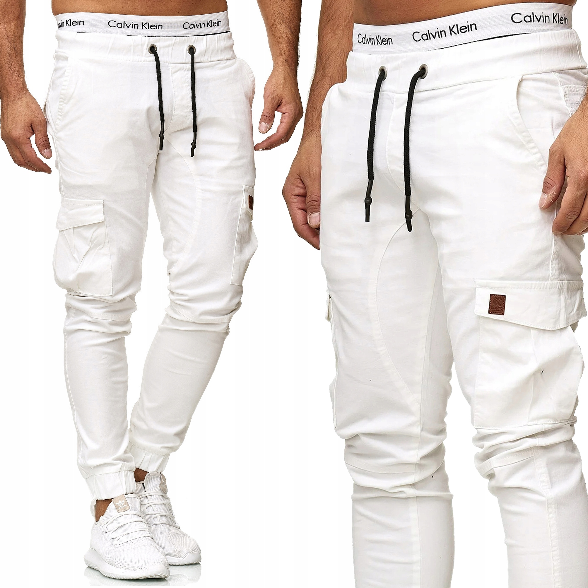 jogger Kalhoty Pánské Džíny Bílé Kapsáče