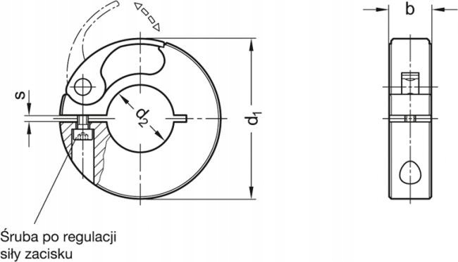PIERŚCIEŃ OSADCZY ZACISKOWY DŹWIGNIA 100/42mm Marka Elesa+Ganter