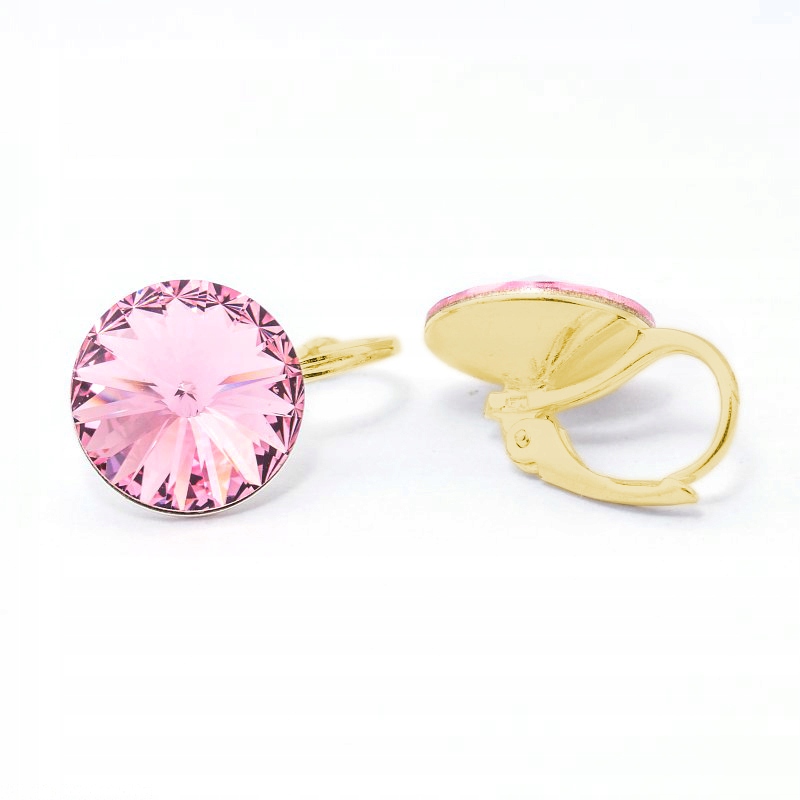 Náušnice pozlacené stříbro 925 s krystaly Swarovski Rivoli 12 mm Light Rose