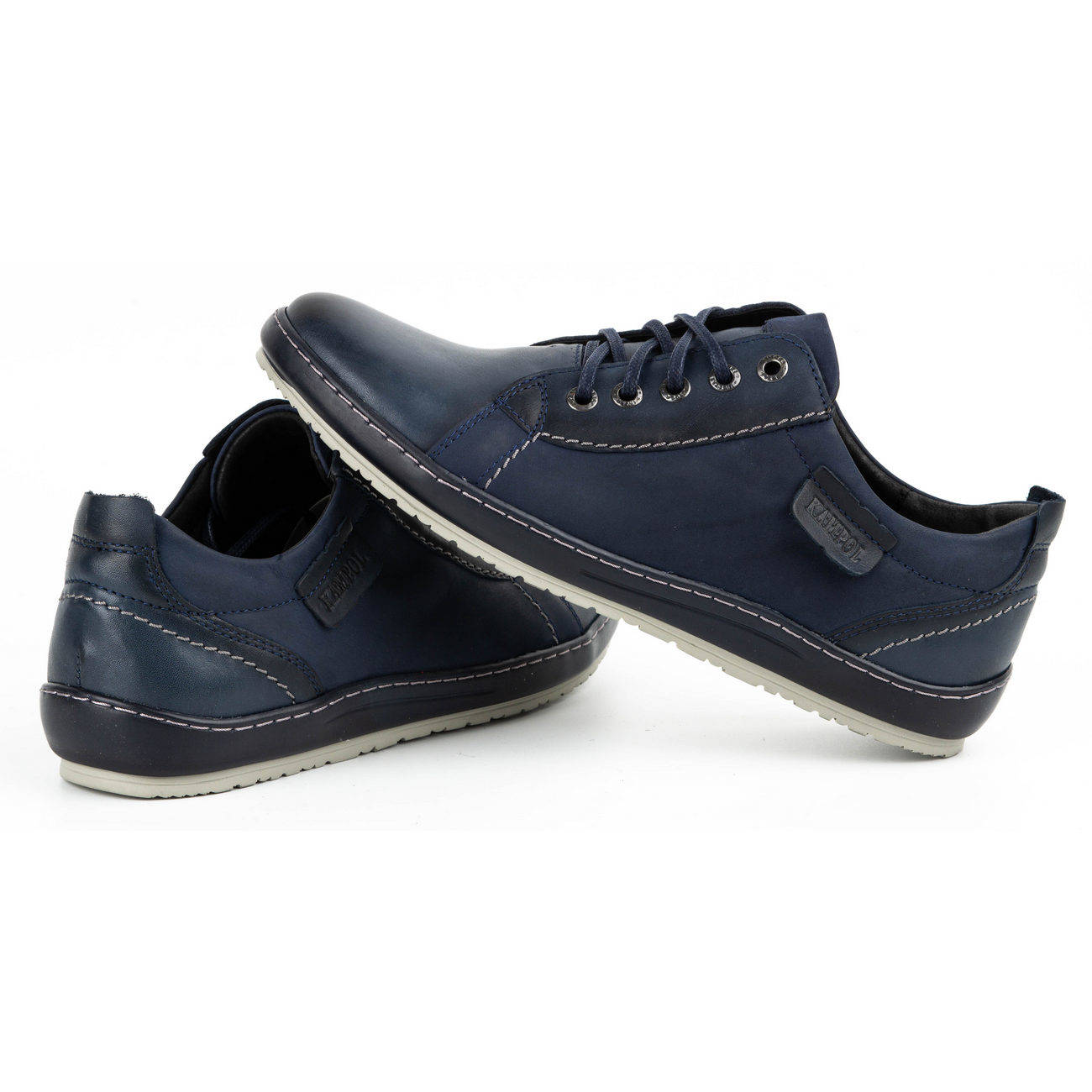 Buty męskie skóra sznurowane KAMPOL 61 granat 41 Rozmiar 41