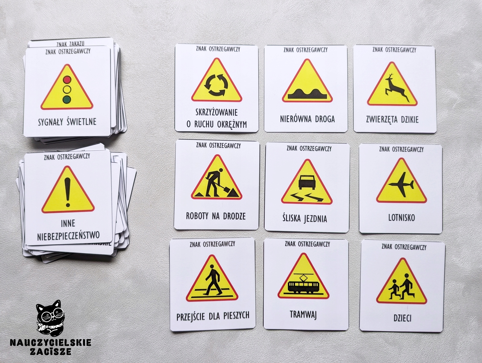 ZNAKI DROGOWE dla dzieci 54 karty Pomoce dydaktyczne Ruch drogowy Edukacja Tytuł Znaki drogowe Karty dla dzieci