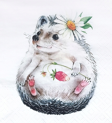 Papierowa Serwetka Decoupage Jeż z poziomką 1szt
