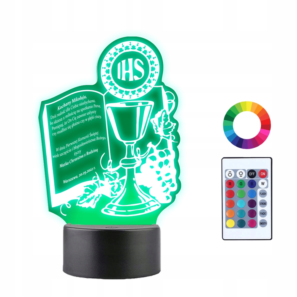

Lampka Led Pamiątka Pierwszej Komunii Świętej Ihs