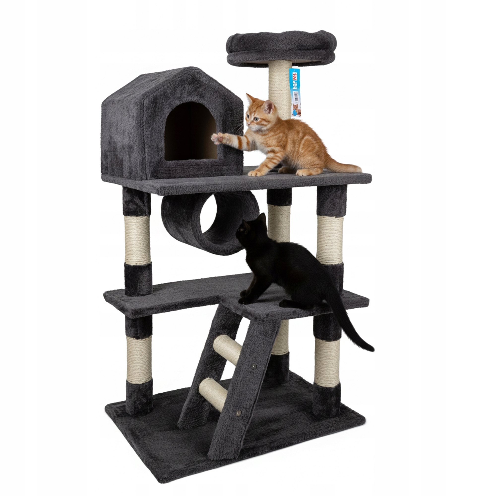 Levně Drapak pro kočky Pelíšek Domeček Velký Sloupek Věž 60x40x110 cm Tmavě šedý