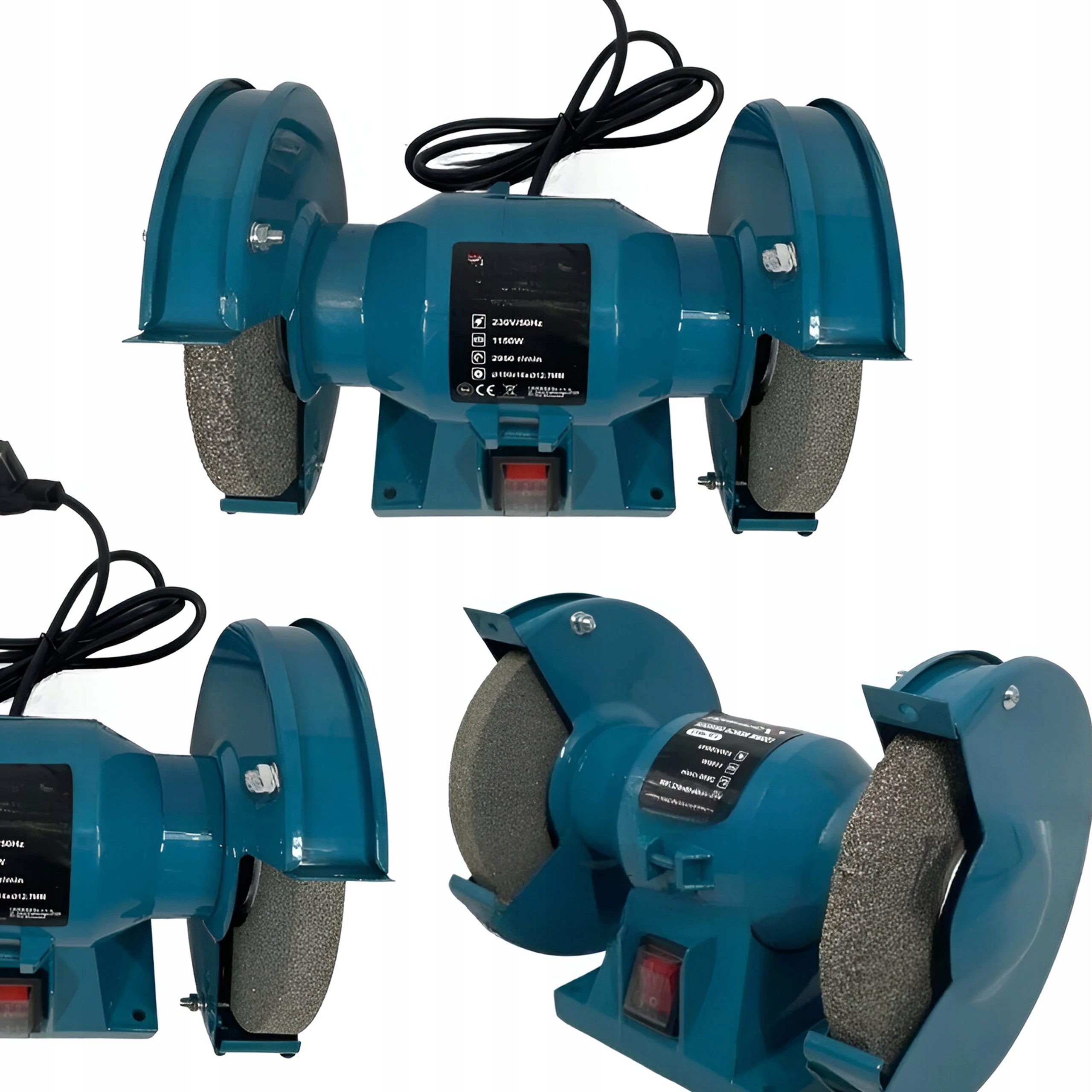 Silná Stolní Bruska 1150W 2X Kamenný Kotouč 125 MM Brusný Kotouč