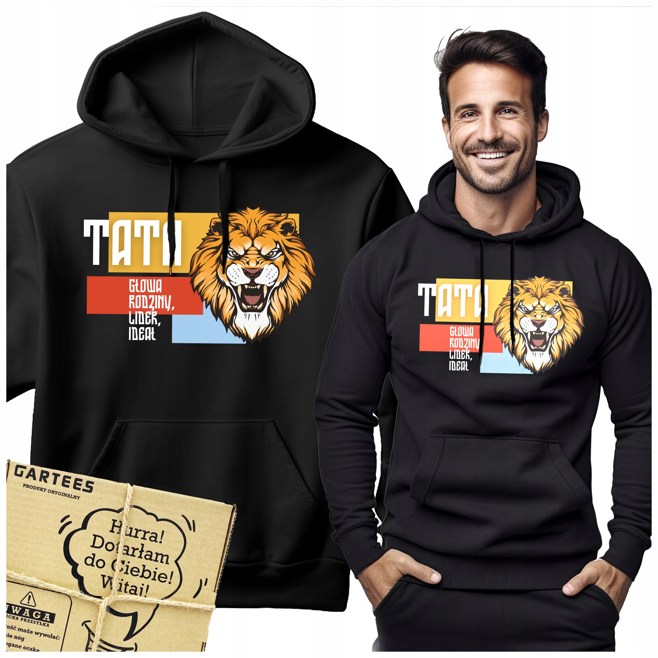 Pánská Mikina Kapuce S Potiskem Táta Hlava Rodiny Dárek Ke Dni Otců