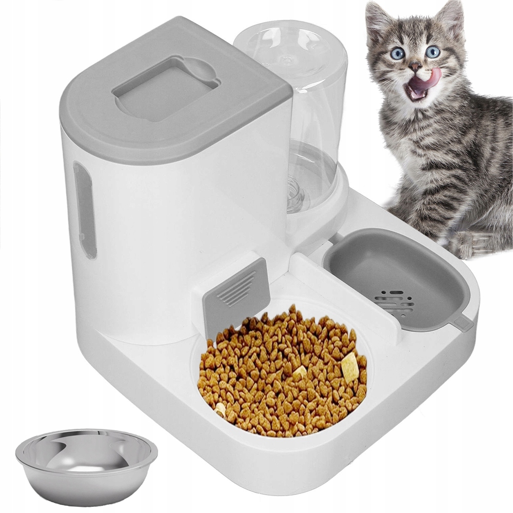 Levně Automatický Podavač A Napáječka Pro Psa Kočku 2V1 Transparentní Nádrž