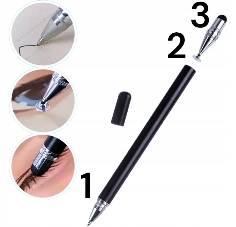 RYSIK DOTYKOWY 3W1 DO TABLETU IPADA BEZ ŁADOWANIA Kolor czarny