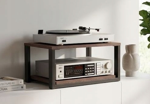 Stojan gramofón zosilňovač prehrávač audio stolík regál vinylové platne