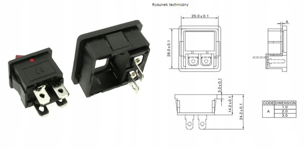 Gniazdo zasilające AC ósemka przełącznik Marka Inna