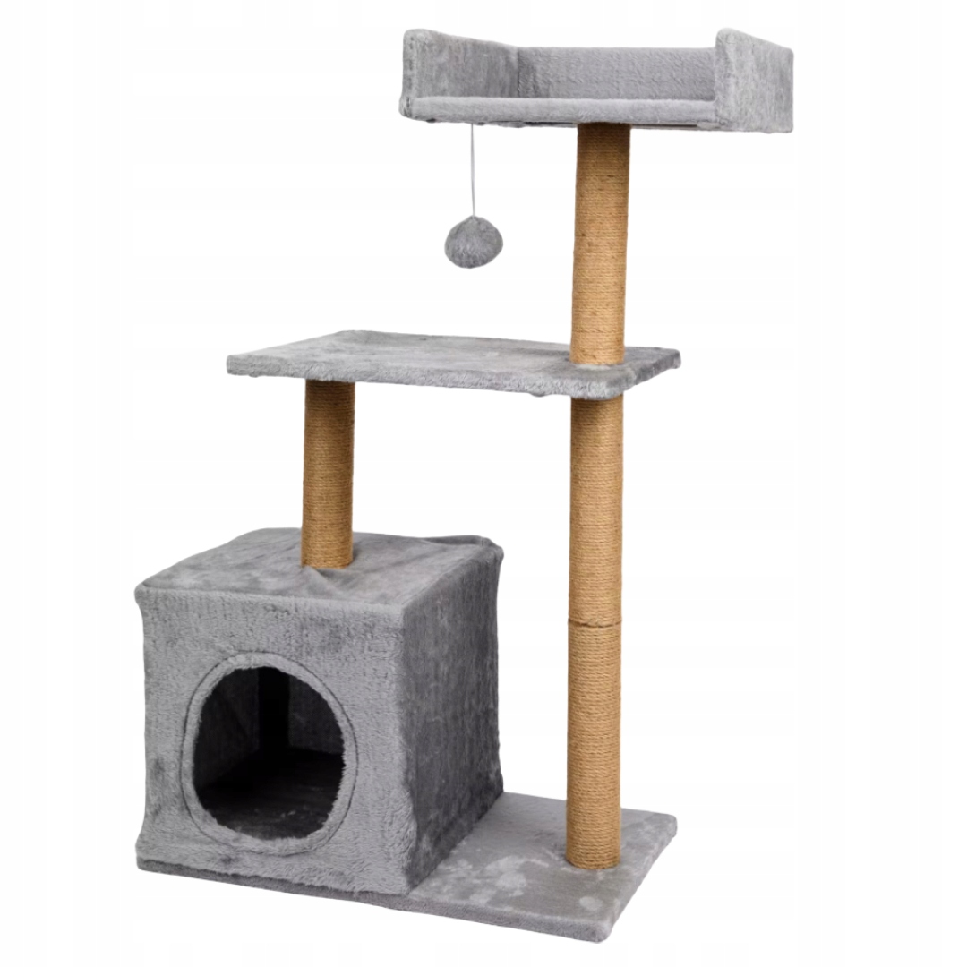 Levně Vysoké škrabadlo pro kočky 3 Úrovně stromek s domečkem, hračka Víceúrovňová