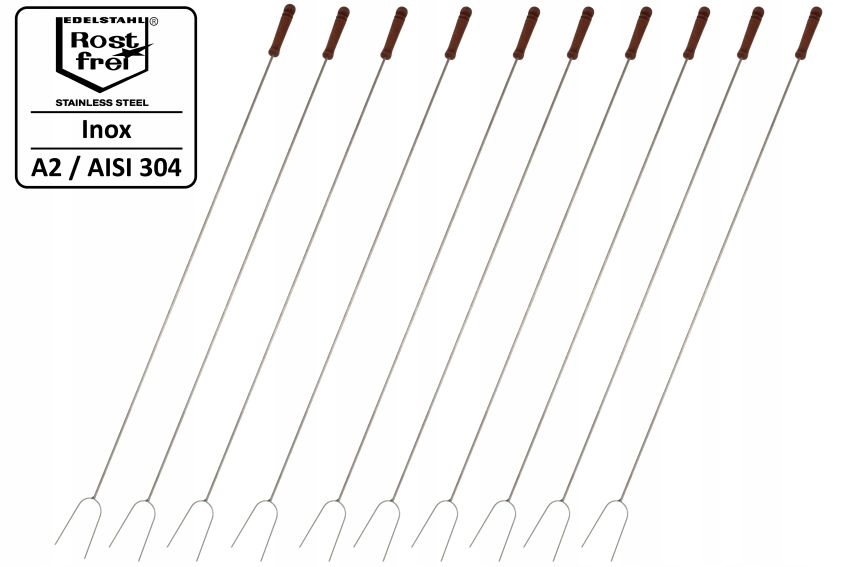 Vidlice Vidlička Nerezová palica na grilovanie Ohnisko Klobásy 120 cm 10 kusov