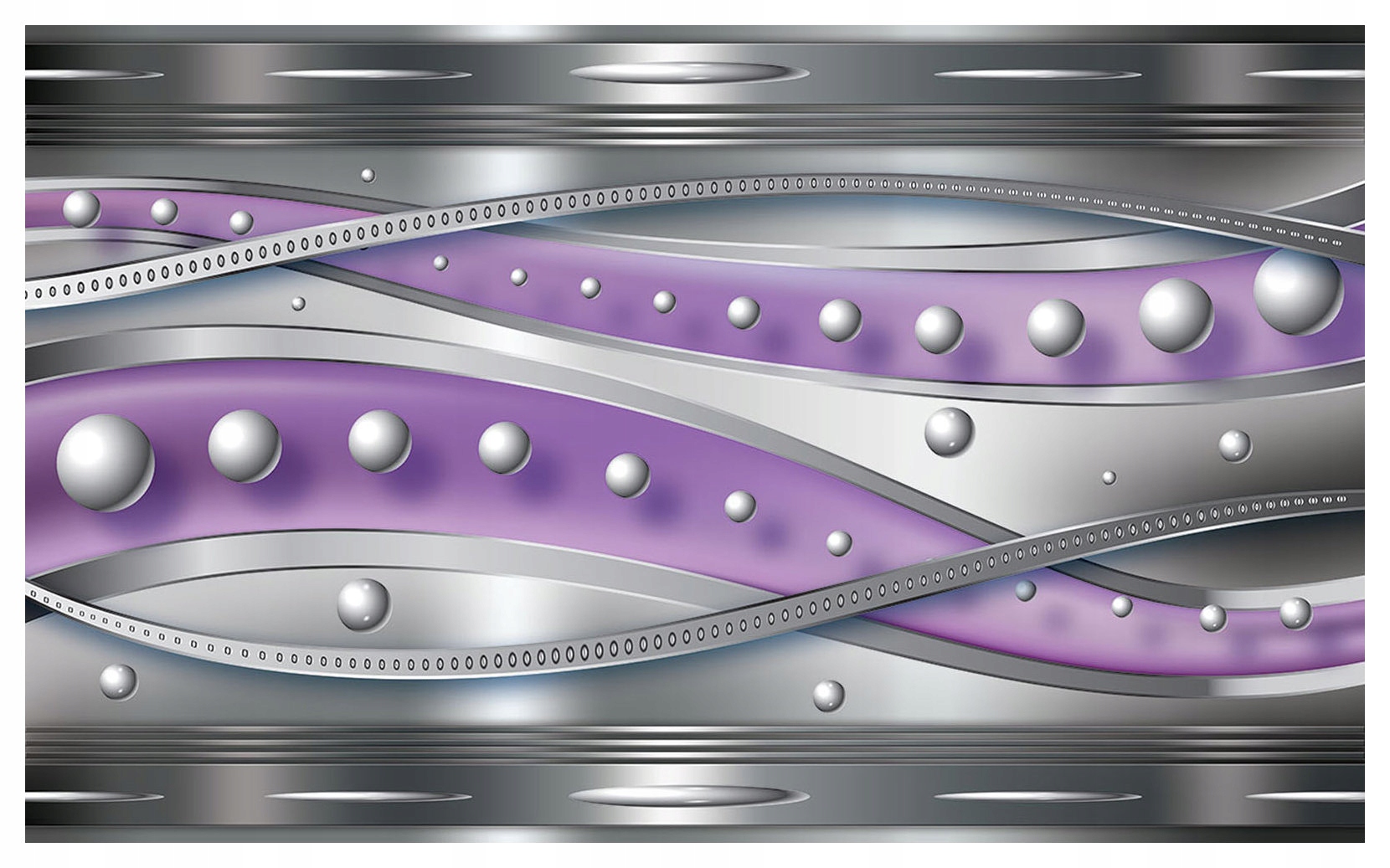 Fototapeta Strieborno-fialové vlny a sféry abstrakcie 416x254 lepidlo