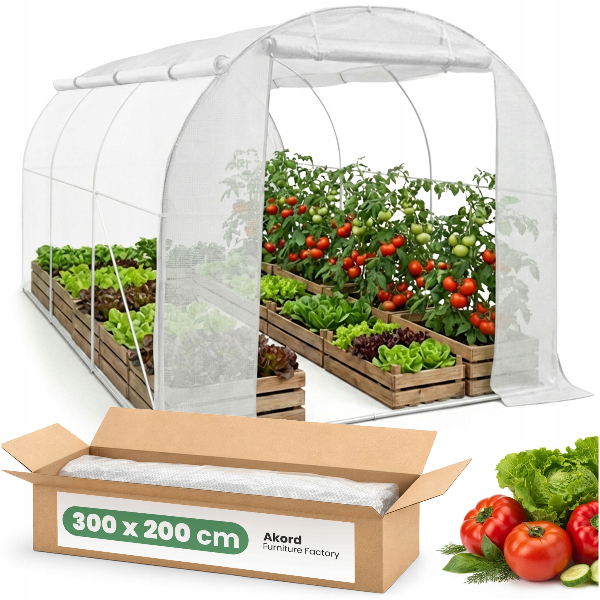 Zahradní fóliový skleník s rolovanými stěnami Bílý 2x3x2 m Akd