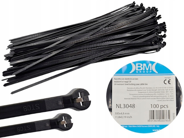 

Opaski kablowe z metalowym zadziorem 4.8x300 Uv