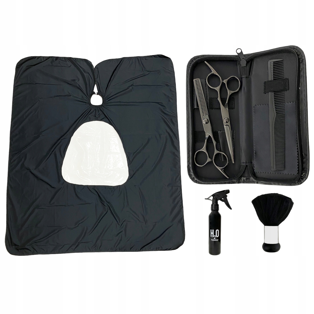 Zestaw Do Strzyżenia Włosów Nożyczki Degażówki Peleryna Fryzjerska Klient