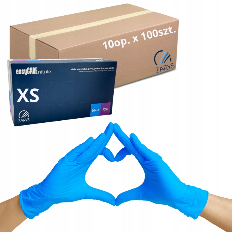 Levně Nitrilové rukavice na jedno použití Bezpudrové Obrys modré vel. Xs 1000ks
