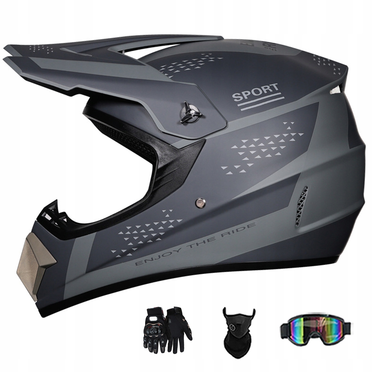 Motocyklová Přilba Lehká Enduro Quada Brýle Rukavice Maska M