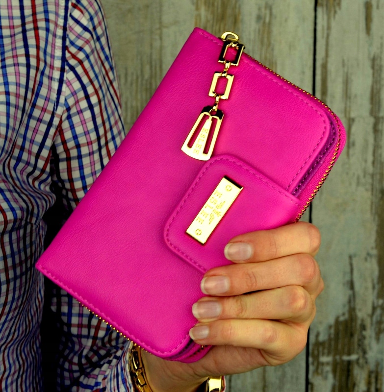 PORTFEL DAMSKI PODWÓJNY NA ZAMEK Materiał dominujący skóra ekologiczna