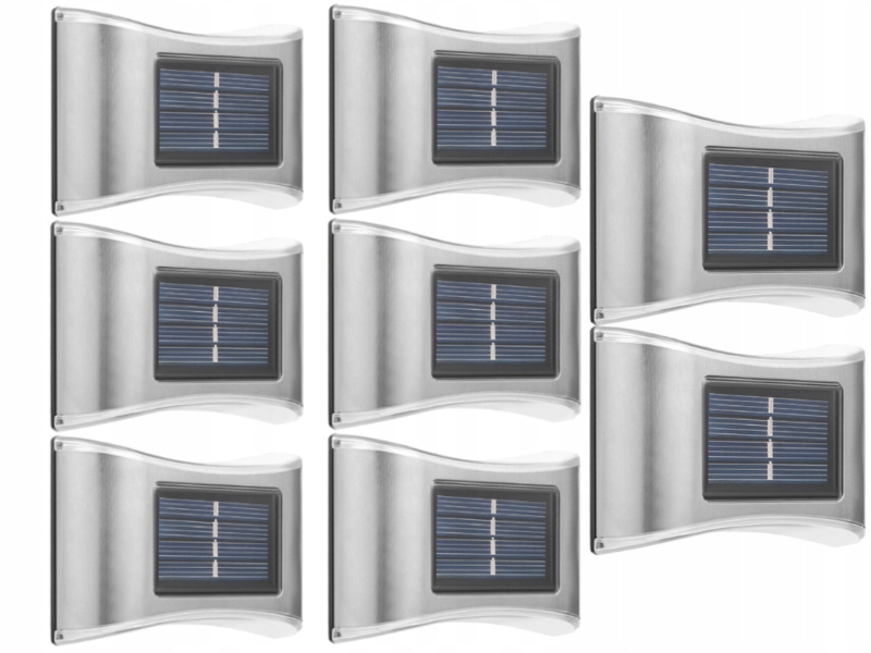 8x Hliníková Venkovní Lampa Solární Nástěnné Svítidlo Nahoru Dolů Soumrakový Senzor