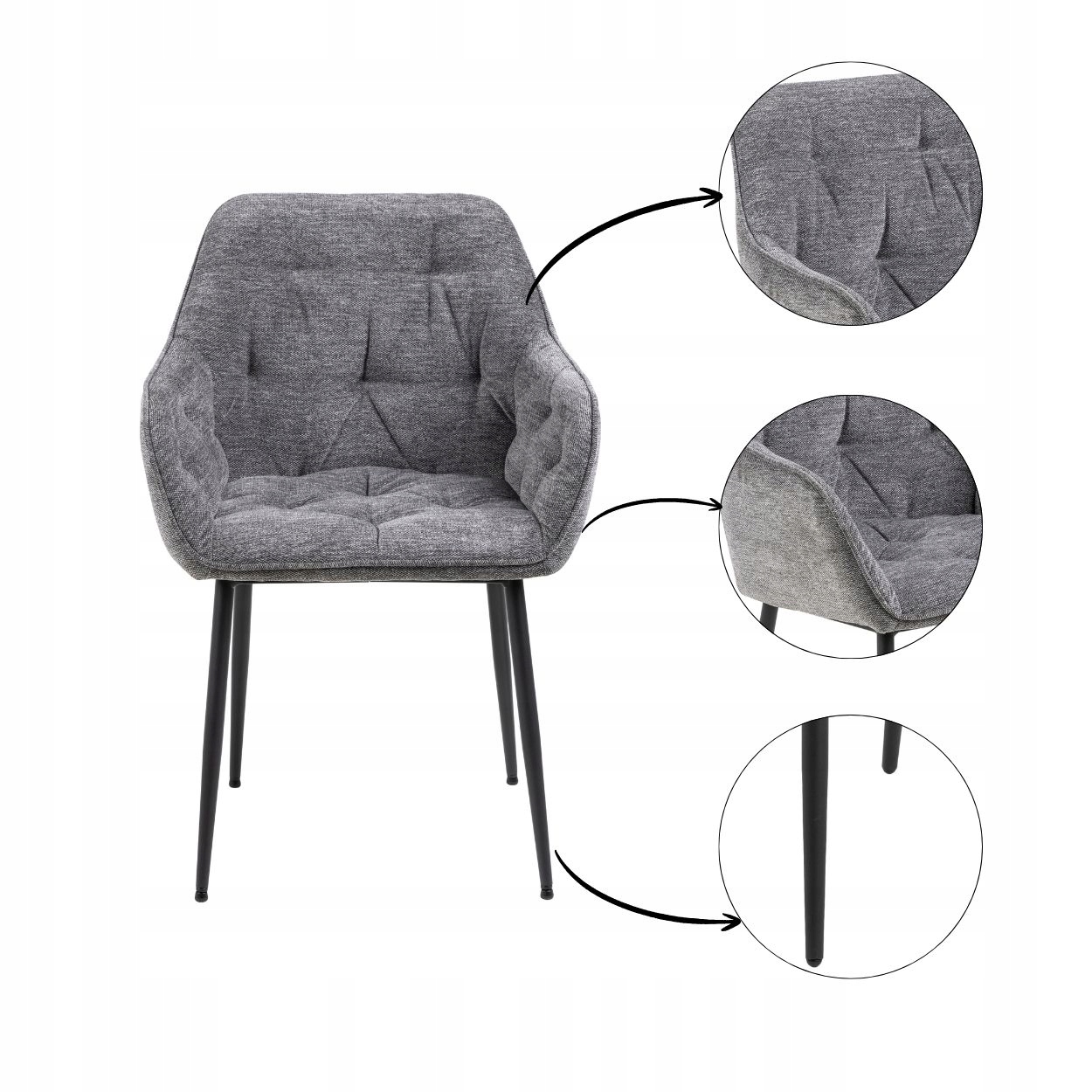 Čalúnená stolička do jedálne, obývačky, kuchyne, antracitová s podrúčkami