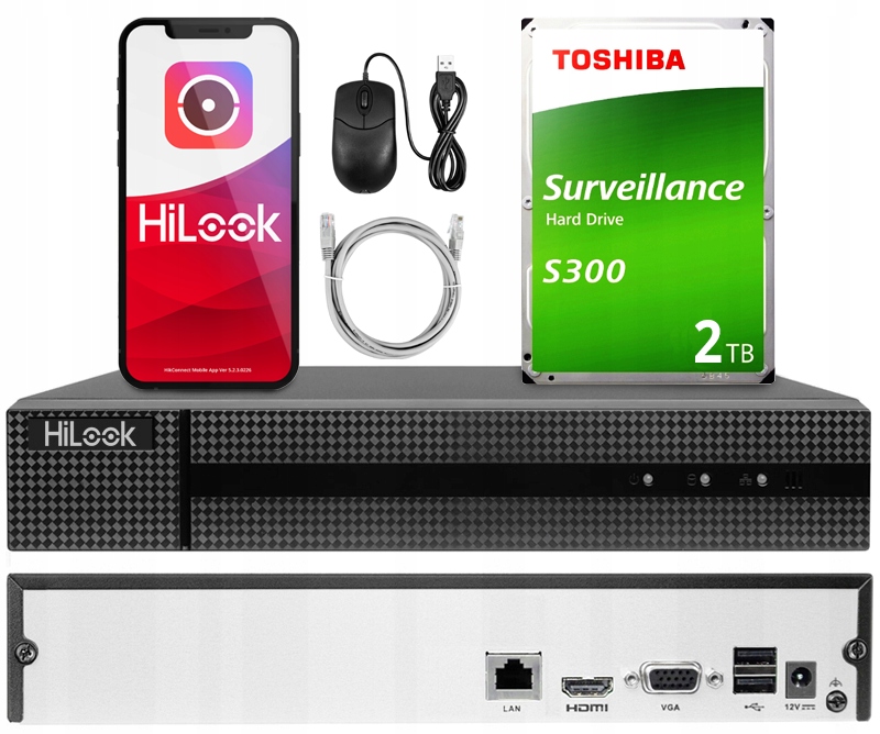 Záznamník pro 8 kamer Ip HiLook Hikvision do 6Mpx NVR-8CH-4MP Disk 2TB