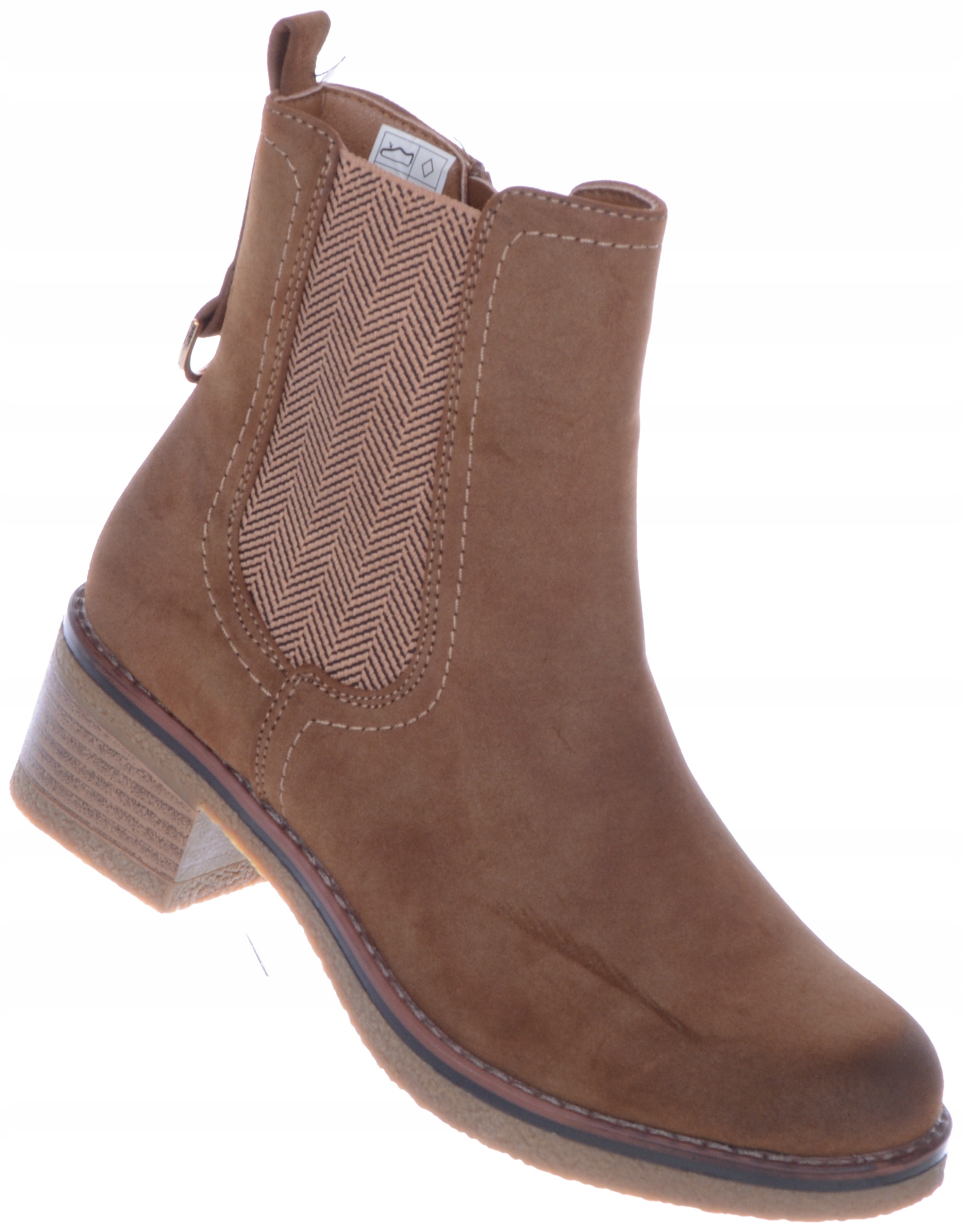 Dámské podzimní kotníkové boty na semišovém podpatku, módní, klasické, hnědé, velikost 36