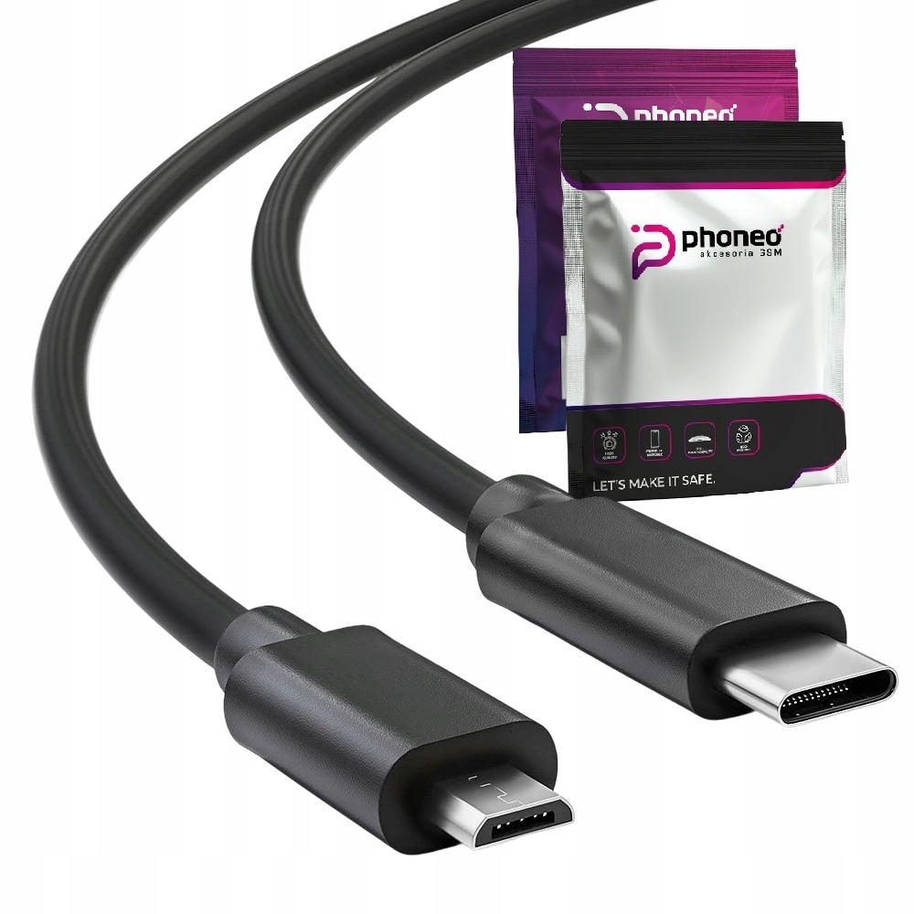 Кабель Phoneo USB Type C-microUSB Type B 1 м Черный