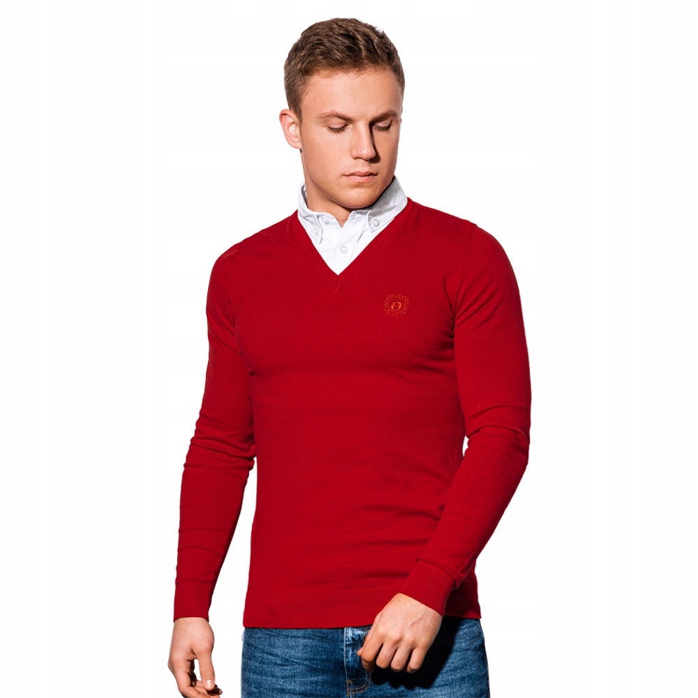 

Sweter męski v-neck kołnierzyk E120 czerwony S