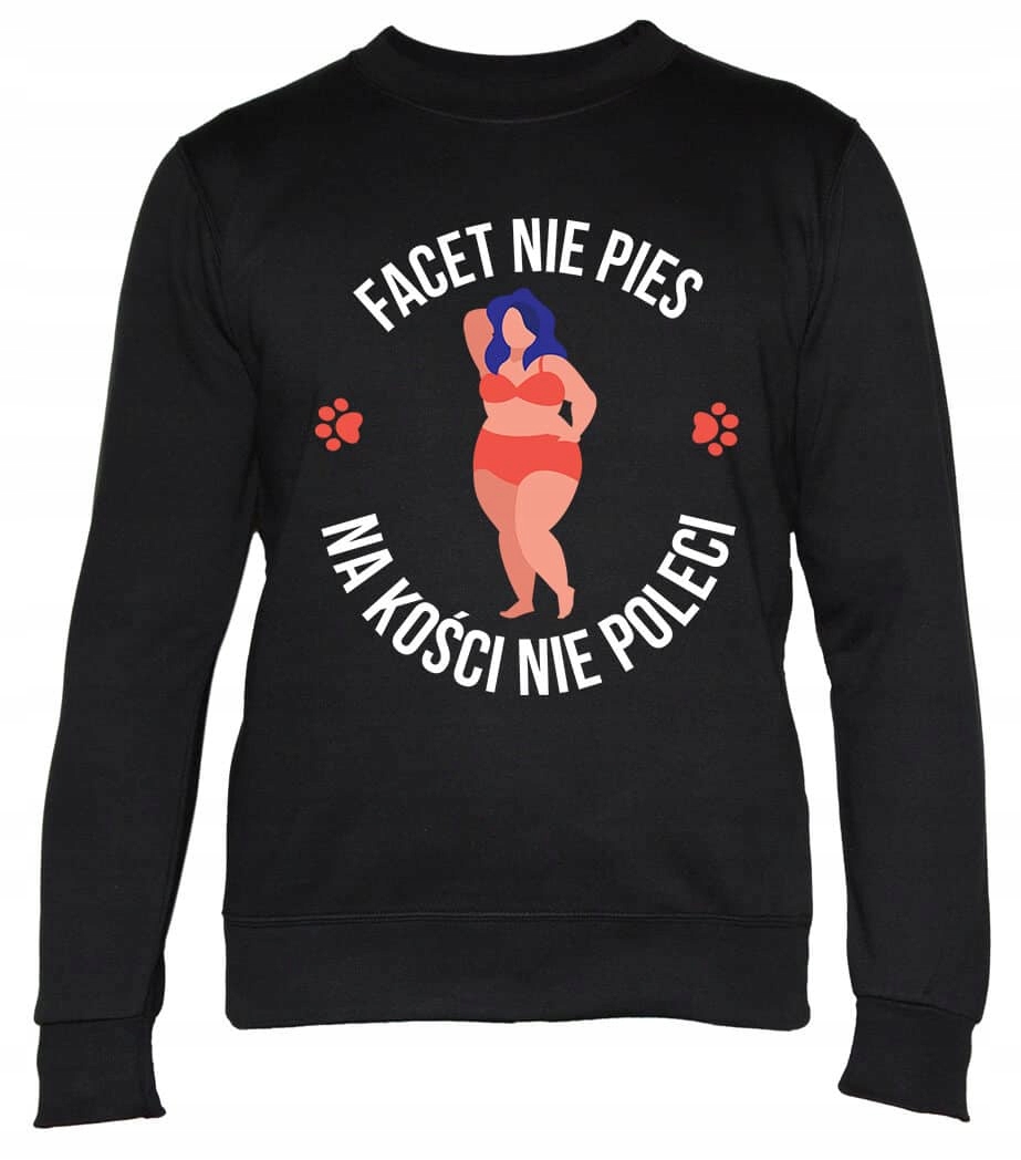 Dámská Mikina Muž nemá rád psa na kosti 2XL černá Dárek Pro Ni