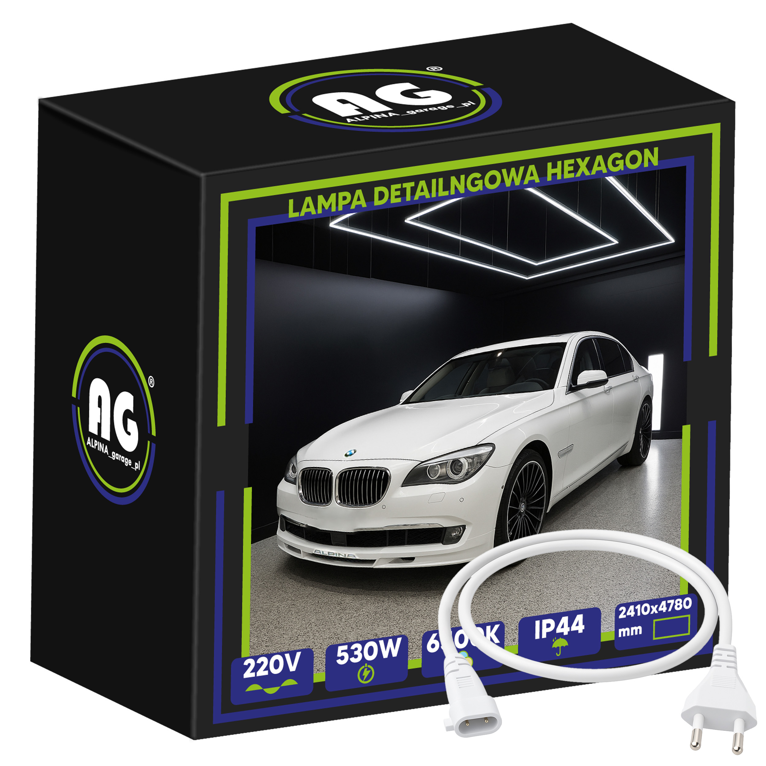 Hexagón Led Lampa Osvetlenie Garáž Dielňa Dom 6500K 530W 2410X4780 mm