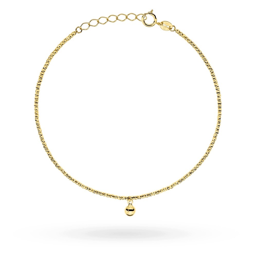 Złota Bransoletka 585 Diamentowane Kulki Zjawiskowa Wisząca Kulka 19 CM