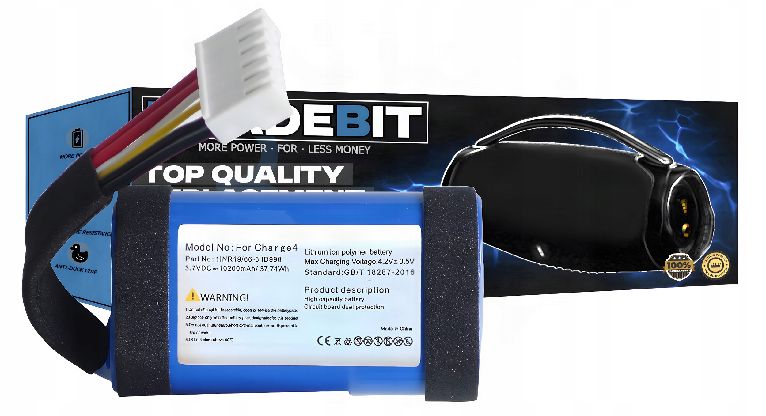 Baterie Akumulátor pro reproduktor Jbl Charge 4 ID998 1INR19/66-3 10200mAh 3,7V