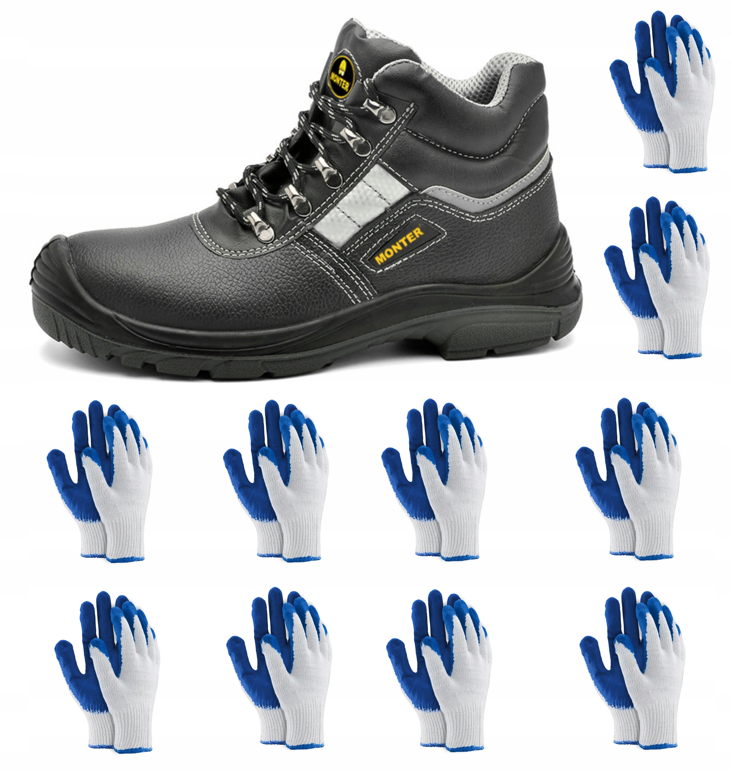 Buty trzewiki ochronne S3 Monter rozmiar 44 10 par rękawic