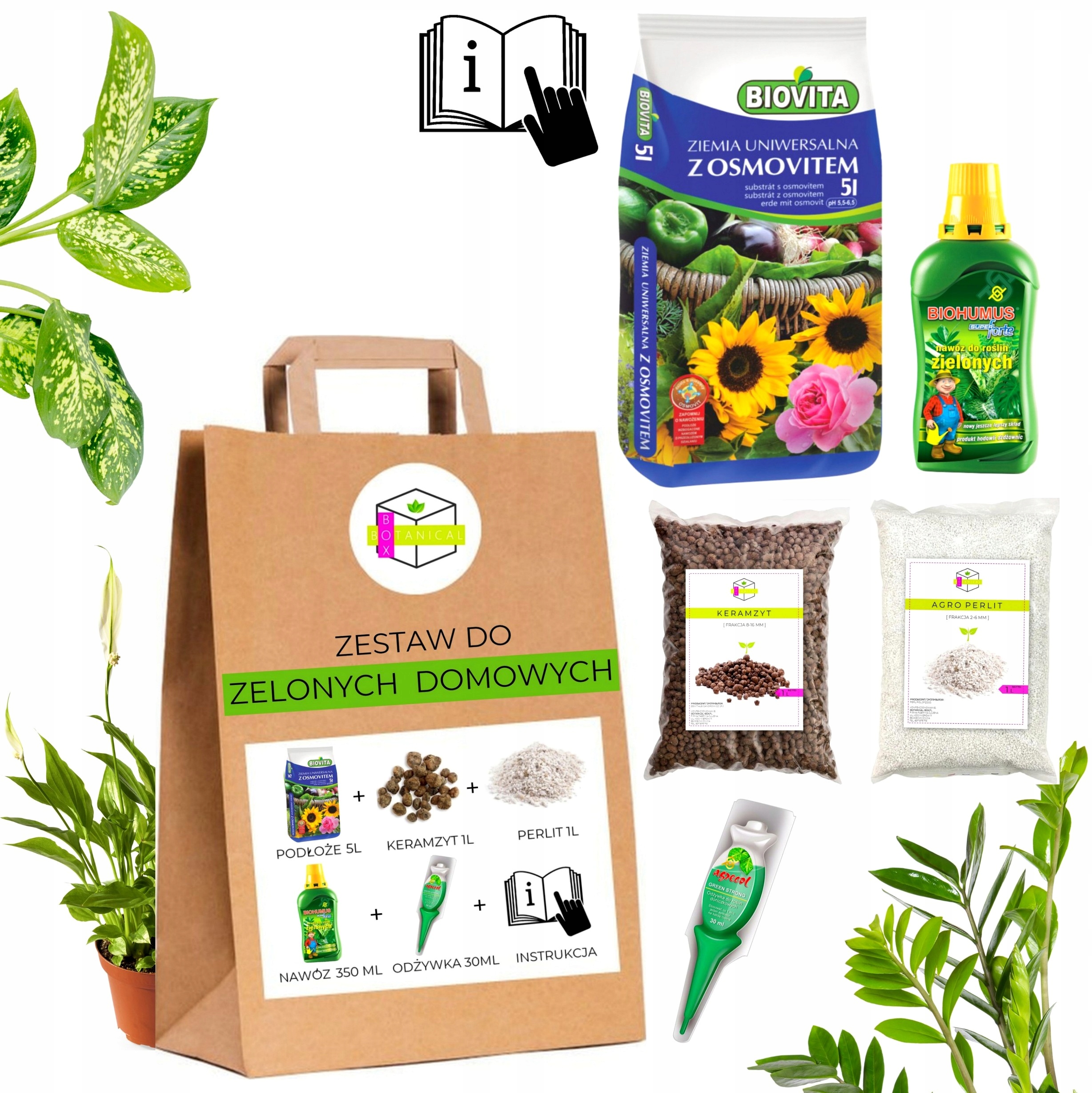 ZESTAW PODŁOŻE ZIEMIA DO ROŚLIN ZIELONYCH KWIATÓW ZAMIOKULKAS SKRZYDŁOKWIAT