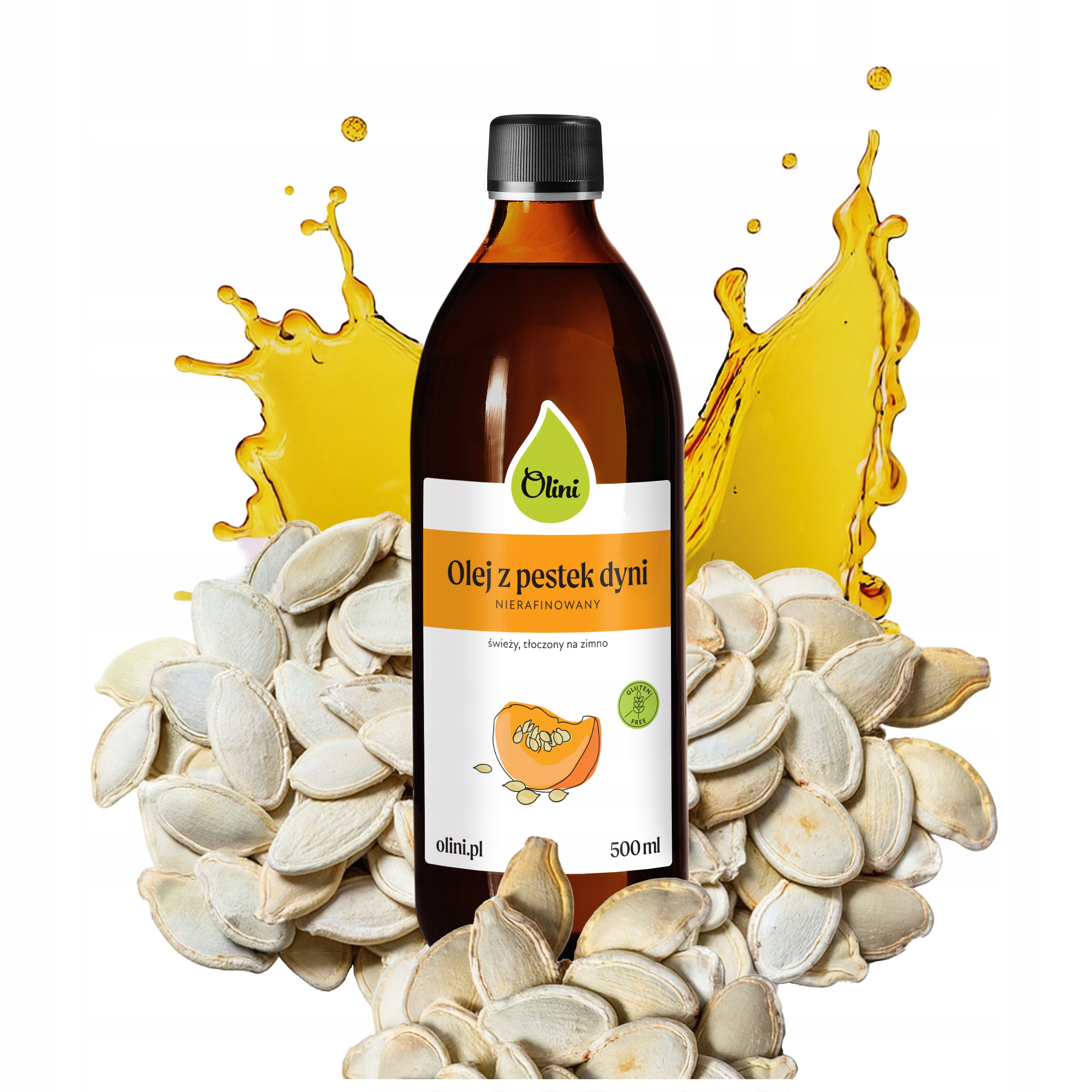 Dýňový olej lisovaný za studena 500 ml Olini, zdroj Nnkt, nerafinovaný