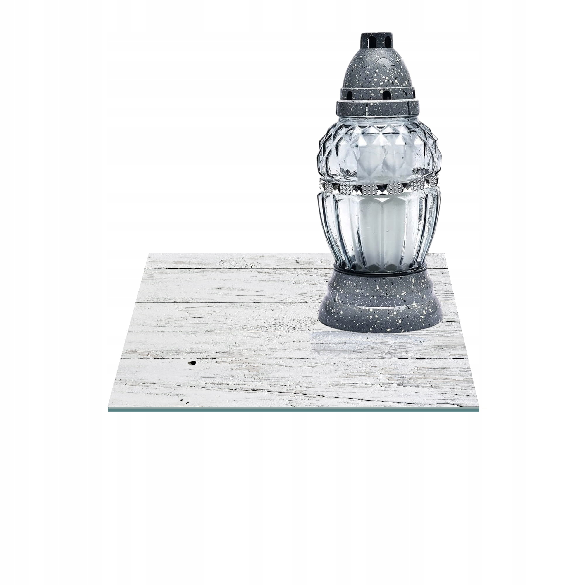 SZKLANA PODSTAWKA POD ZNICZE 30x30cm Deski 102f