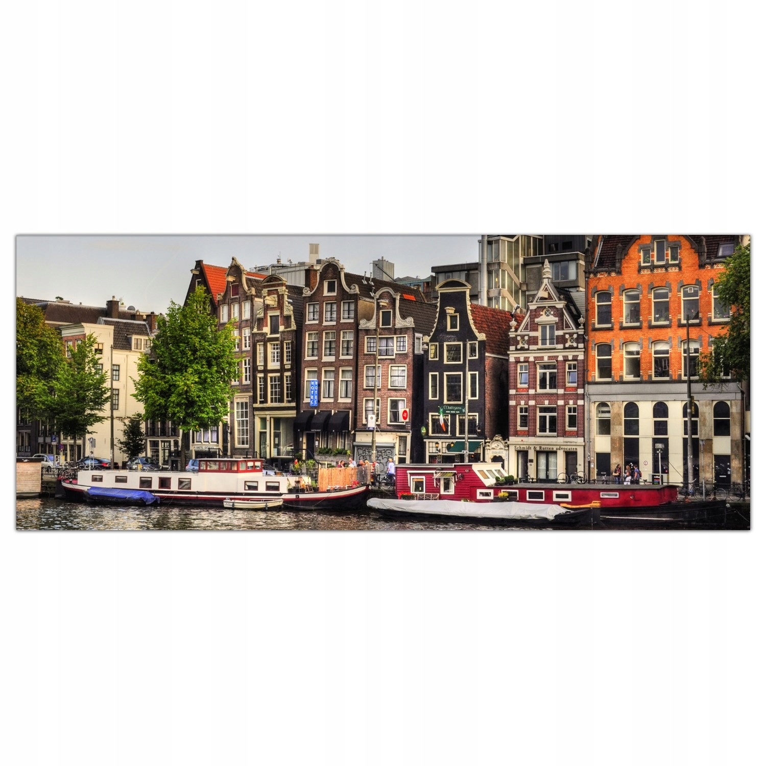 

Obraz na szkle Foto Amsterdam Kanał Łódka 125x50